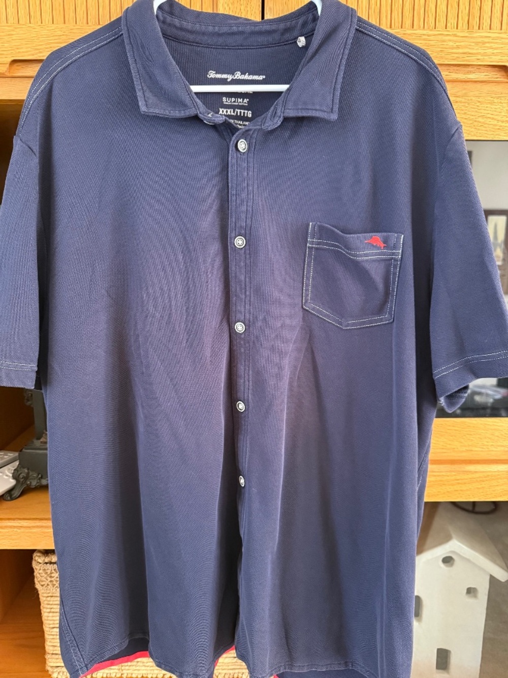 Men's Tommy Bahama Emfielder IslandZone Button Up Shirt, Navy Blue 3XL